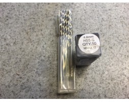 Hss twist drill bit "ground" 4.8mm long reach (pk 10)